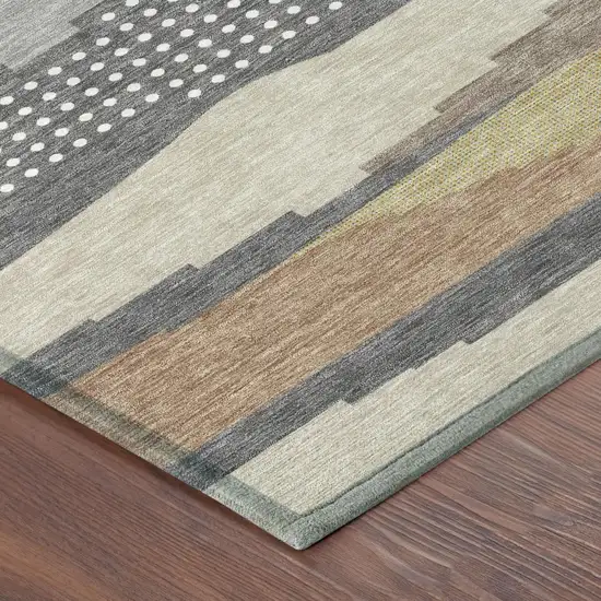 Gray And Pewter Abstract Washable Indoor Outdoor Area Rug Photo 3