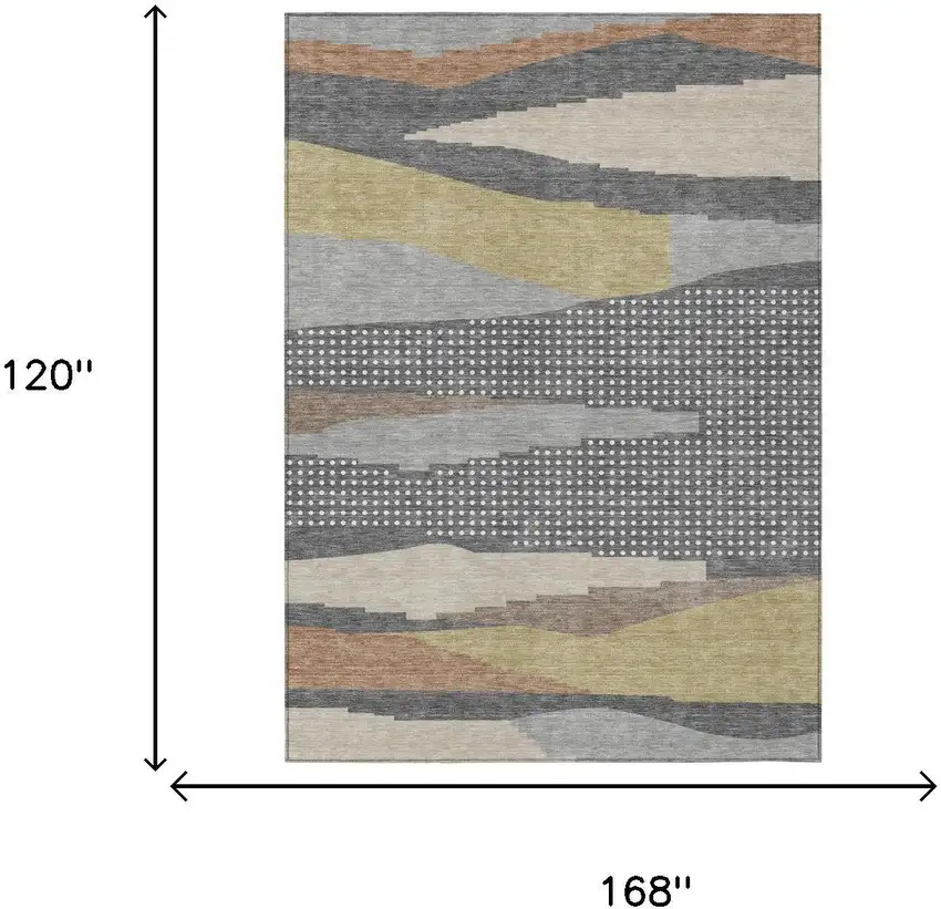 Gray And Pewter Abstract Washable Indoor Outdoor Area Rug Photo 4