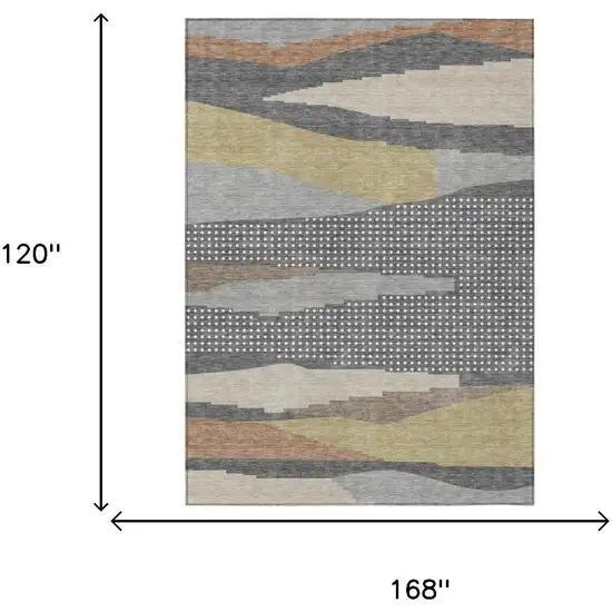 Gray And Pewter Abstract Washable Indoor Outdoor Area Rug Photo 4