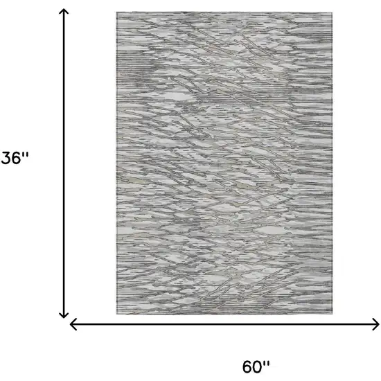 Gray And Pewter Abstract Washable Indoor Outdoor Area Rug Photo 5