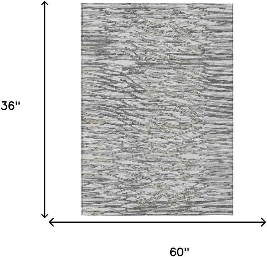 Gray And Pewter Abstract Washable Indoor Outdoor Area Rug Photo 5