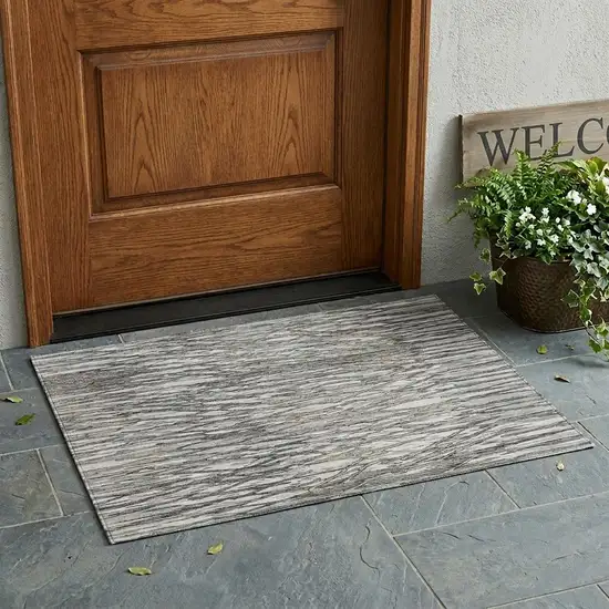 Gray And Pewter Abstract Washable Indoor Outdoor Area Rug Photo 1