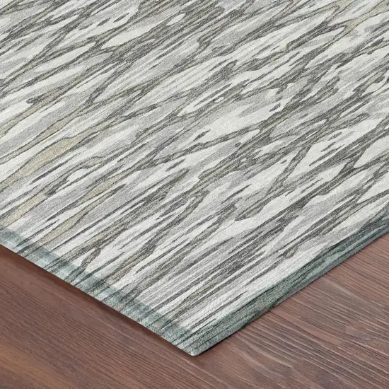 Gray And Pewter Abstract Washable Indoor Outdoor Area Rug Photo 3