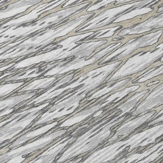 Gray And Pewter Abstract Washable Indoor Outdoor Area Rug Photo 4