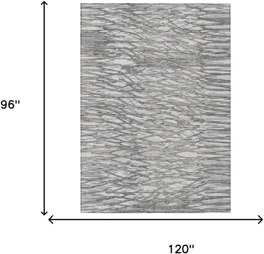 Gray And Pewter Abstract Washable Indoor Outdoor Area Rug Photo 5