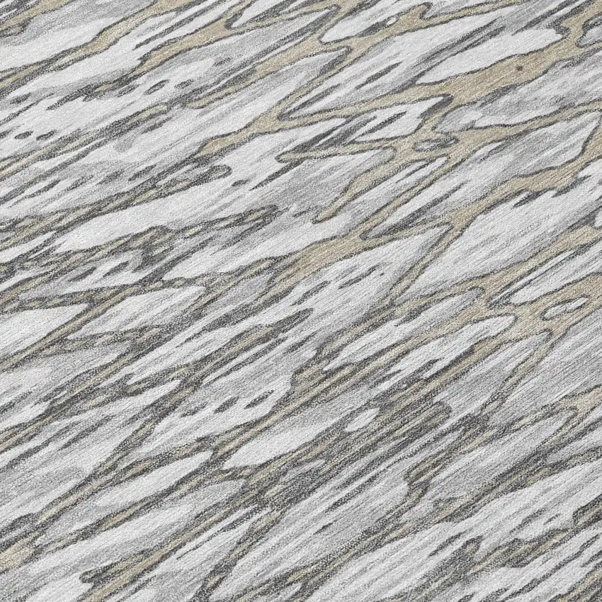 Gray And Pewter Abstract Washable Indoor Outdoor Area Rug Photo 4