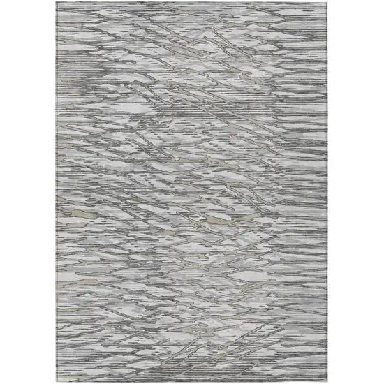 Gray And Pewter Abstract Washable Indoor Outdoor Area Rug Photo 2