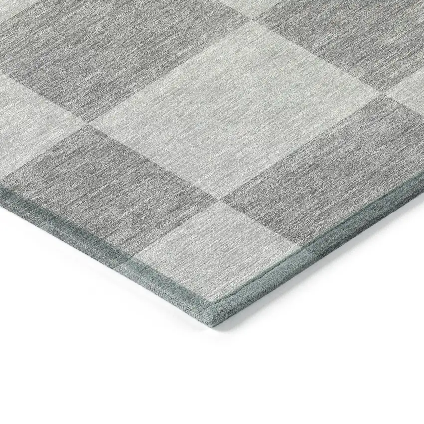 Gray And Pewter Geometric Washable Indoor Outdoor Area Rug Photo 6