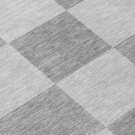 Gray And Pewter Geometric Washable Indoor Outdoor Area Rug Photo 8