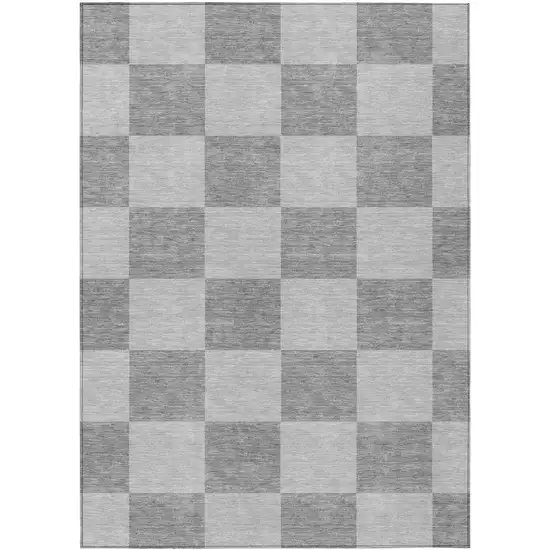 Gray And Pewter Geometric Washable Indoor Outdoor Area Rug Photo 2