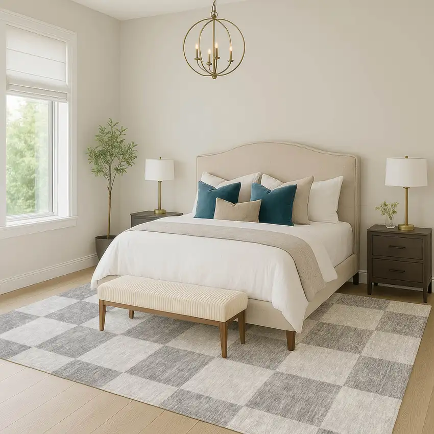 Gray And Pewter Geometric Washable Indoor Outdoor Area Rug Photo 7