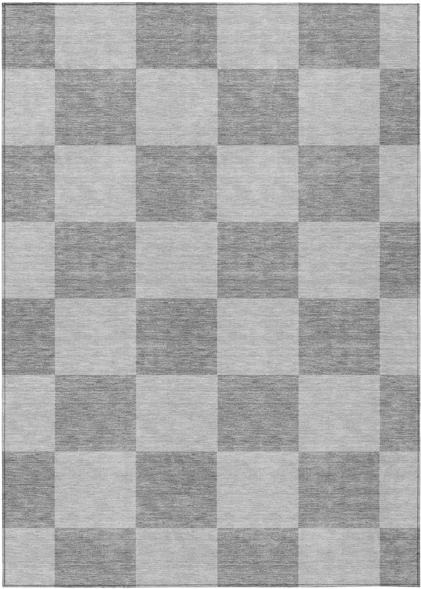 Gray And Pewter Geometric Washable Indoor Outdoor Area Rug Photo 2