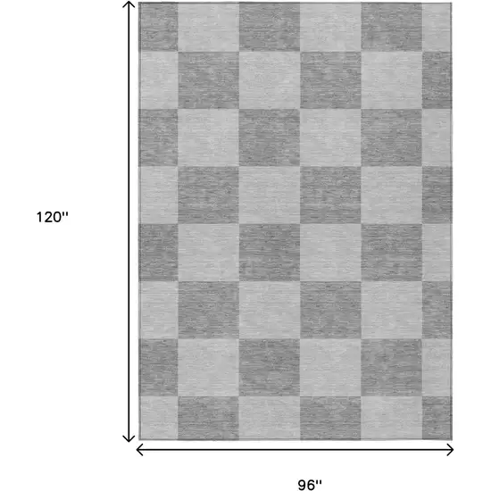 Gray And Pewter Geometric Washable Indoor Outdoor Area Rug Photo 3