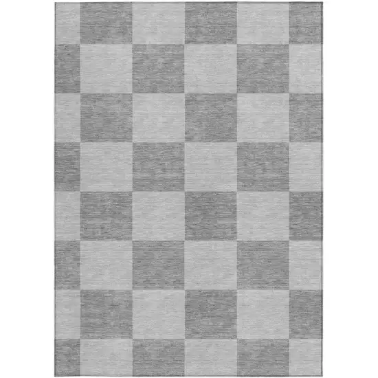 Gray And Pewter Geometric Washable Indoor Outdoor Area Rug Photo 4