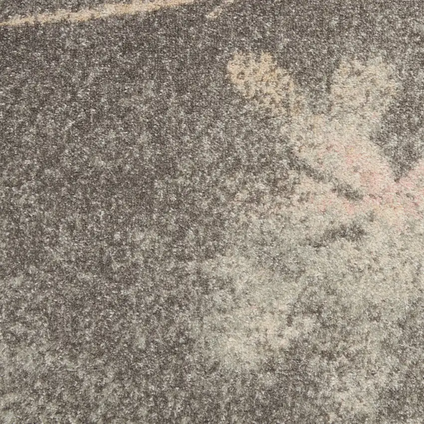 Gray And Pink Floral Area Rug Photo 9