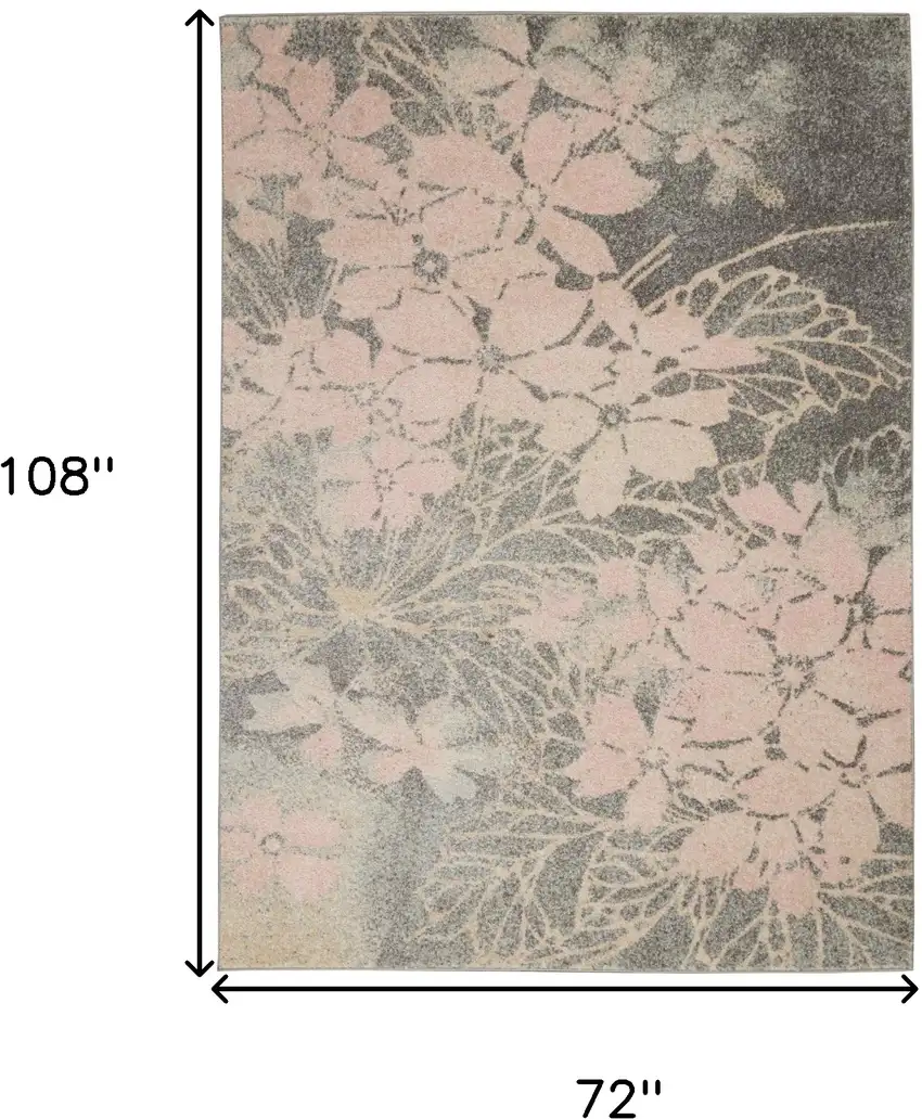 Gray And Pink Floral Area Rug Photo 3