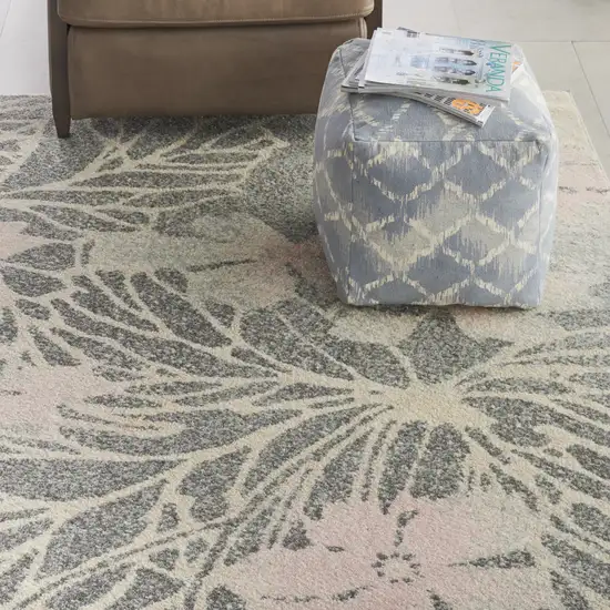 Gray And Pink Floral Area Rug Photo 4