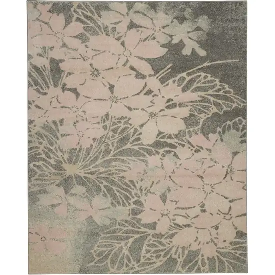 Gray And Pink Floral Area Rug Photo 6