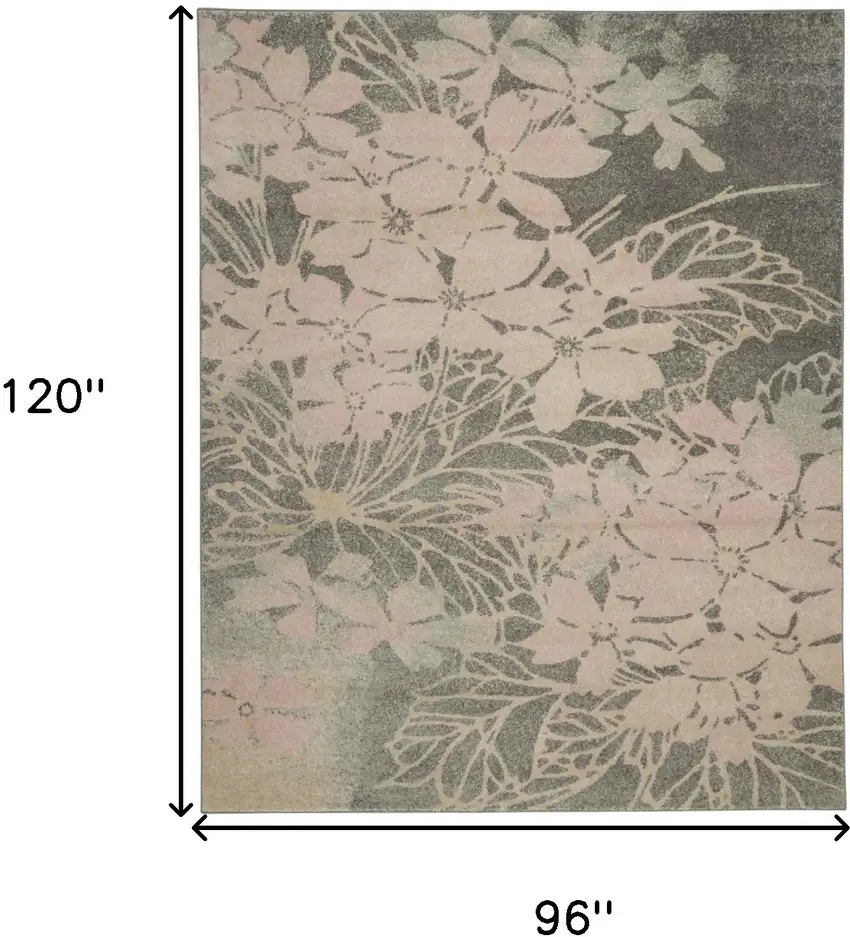 Gray And Pink Floral Area Rug Photo 3