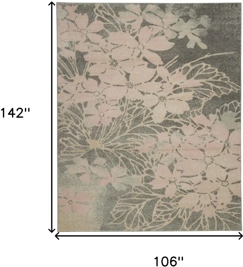 Gray And Pink Floral Area Rug Photo 3