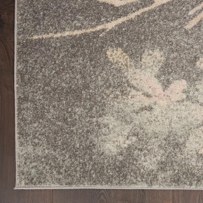 Gray And Pink Floral Area Rug Photo 9