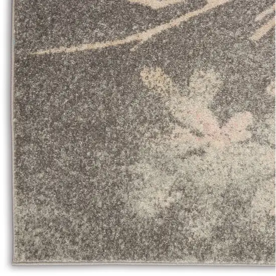 Gray And Pink Floral Area Rug Photo 6