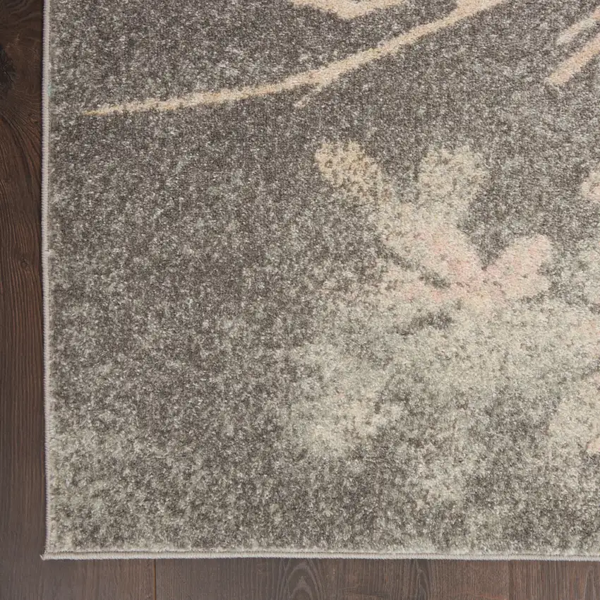Gray And Pink Floral Area Rug Photo 4