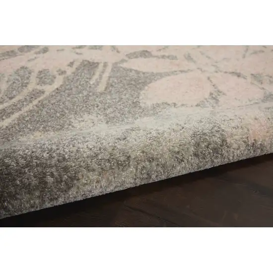 Gray And Pink Floral Area Rug Photo 5