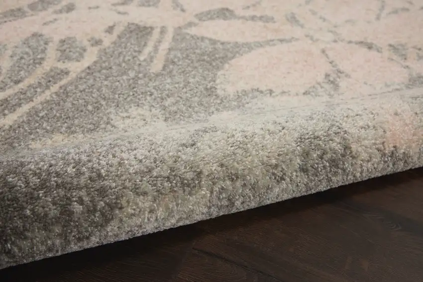 Gray And Pink Floral Area Rug Photo 5