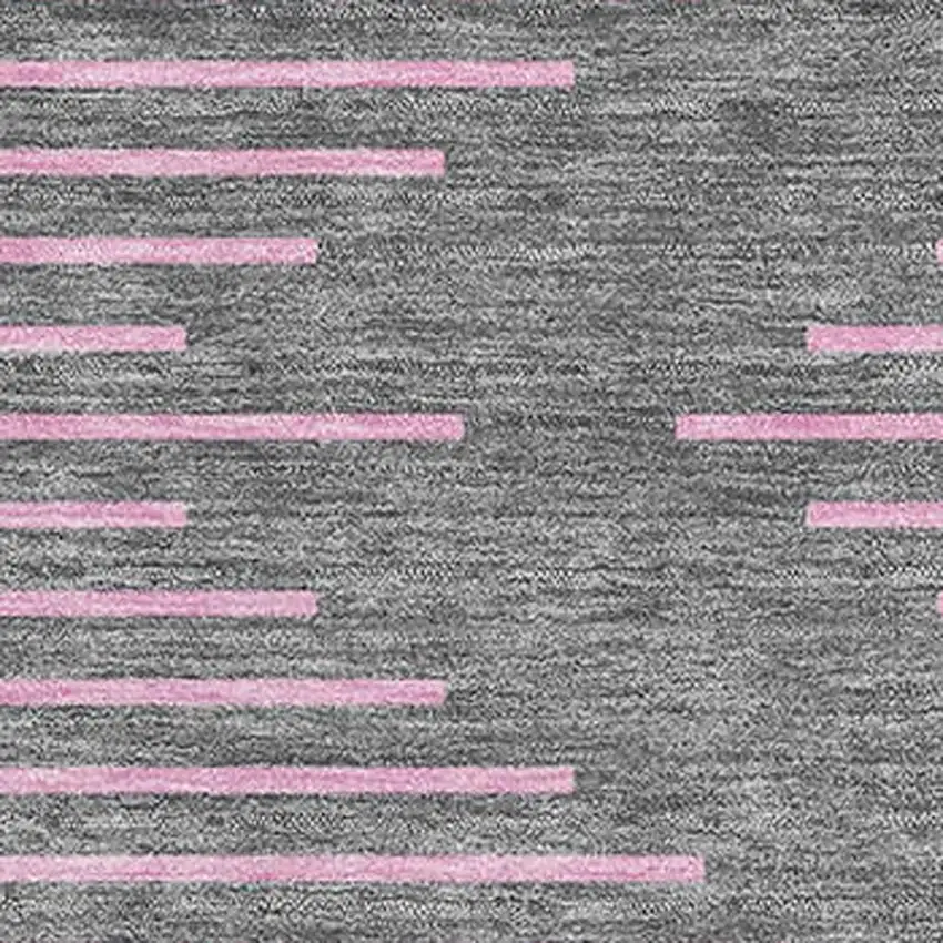 Gray And Pink Geometric Washable Area Rug With UV Protection Photo 2