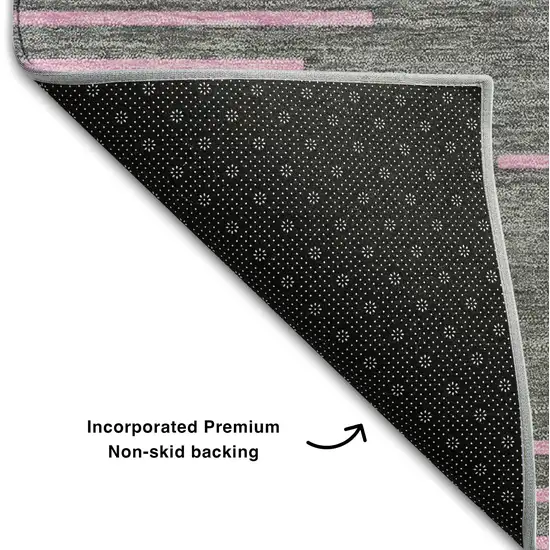 Gray And Pink Geometric Washable Area Rug With UV Protection Photo 6