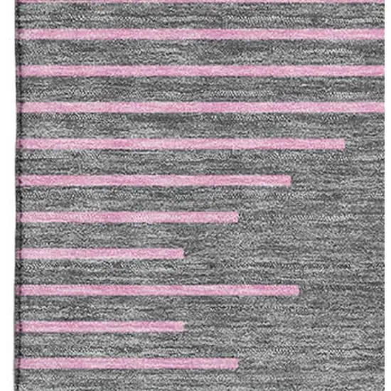 Gray And Pink Geometric Washable Area Rug With UV Protection Photo 2