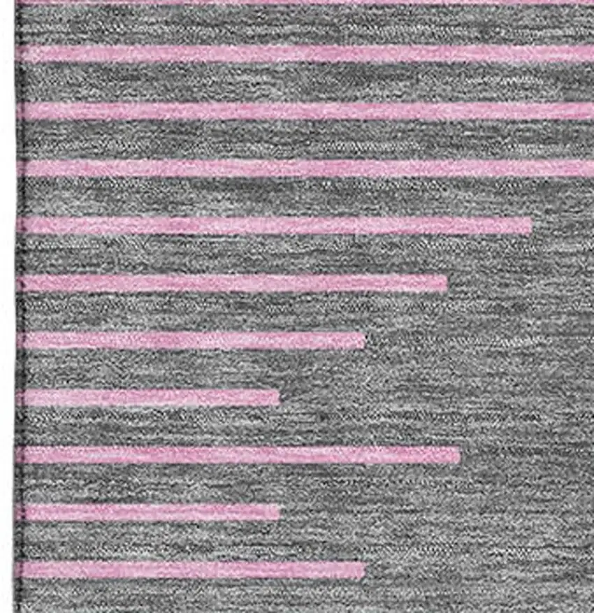 Gray And Pink Geometric Washable Area Rug With UV Protection Photo 2