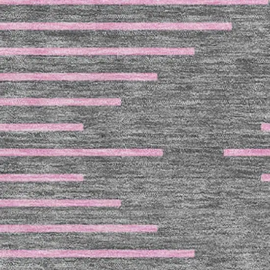 Gray And Pink Geometric Washable Area Rug With UV Protection Photo 2