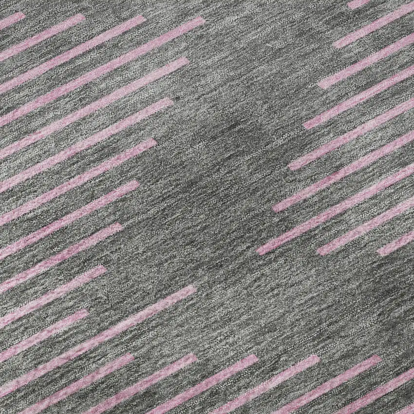 Gray And Pink Geometric Washable Area Rug With UV Protection Photo 9