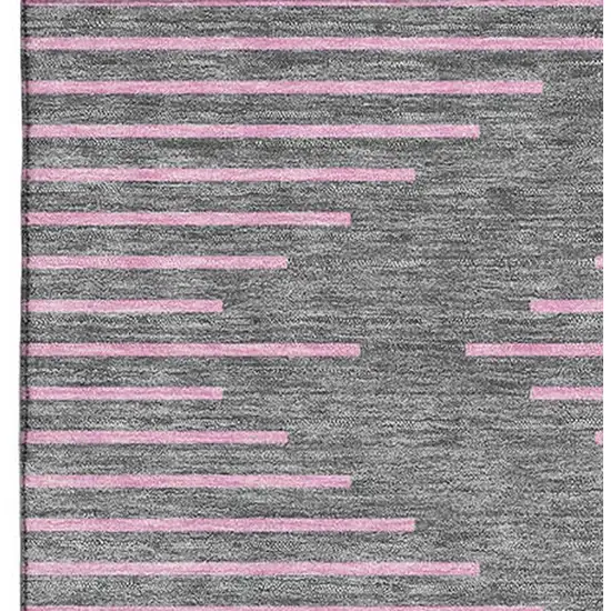 Gray And Pink Geometric Washable Area Rug With UV Protection Photo 3