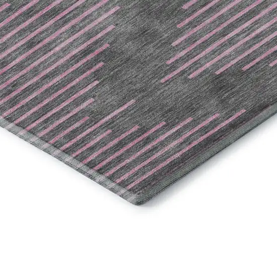 Gray And Pink Geometric Washable Area Rug With UV Protection Photo 7