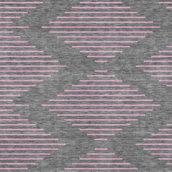 Gray And Pink Geometric Washable Indoor Outdoor Area Rug Photo 6