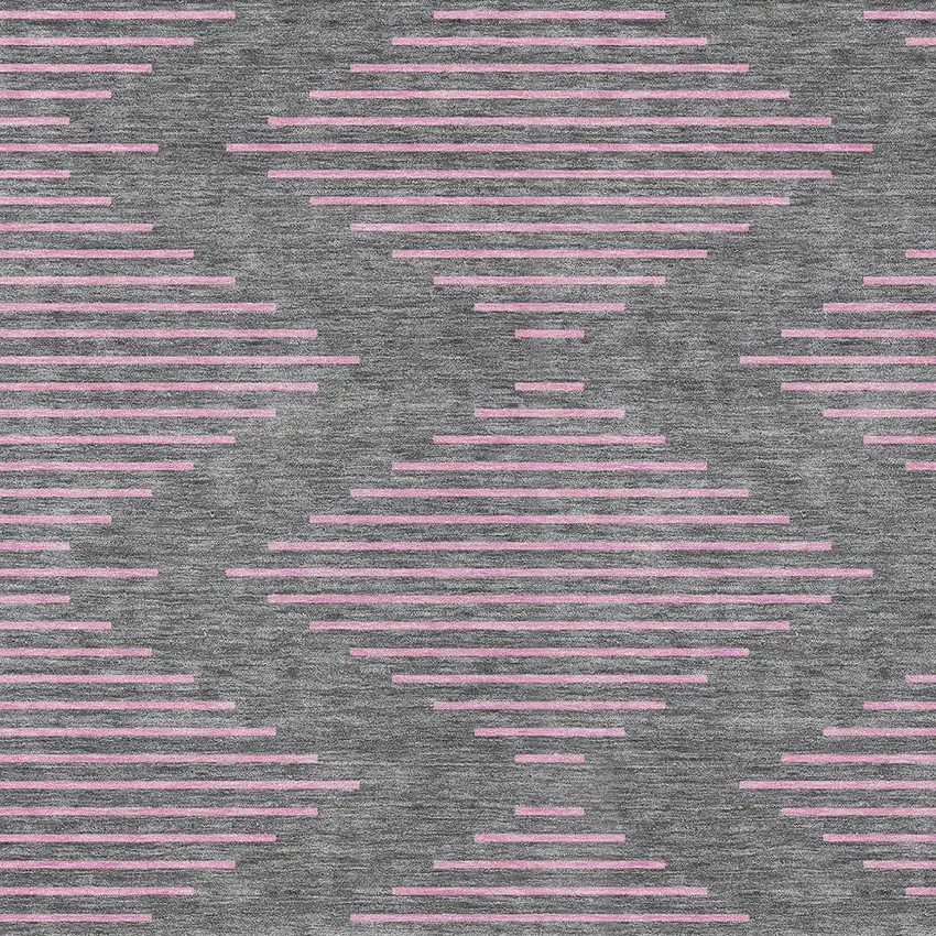 Gray And Pink Geometric Washable Indoor Outdoor Area Rug Photo 6