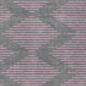 Photo of Gray And Pink Geometric Washable Indoor Outdoor Area Rug
