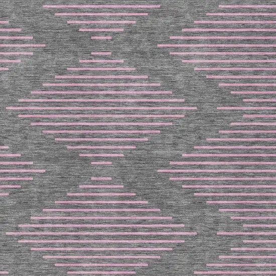 Gray And Pink Geometric Washable Indoor Outdoor Area Rug Photo 6