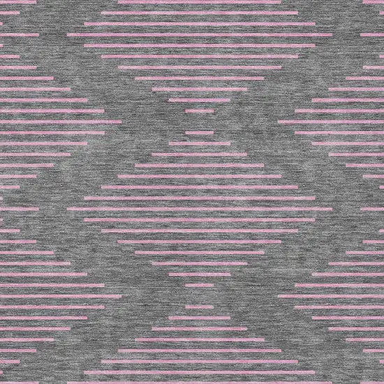 Gray And Pink Geometric Washable Indoor Outdoor Area Rug Photo 6