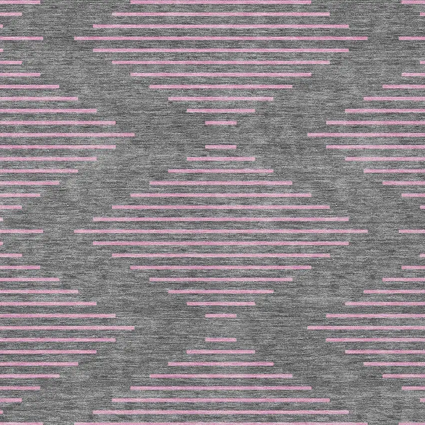 Gray And Pink Geometric Washable Indoor Outdoor Area Rug Photo 6