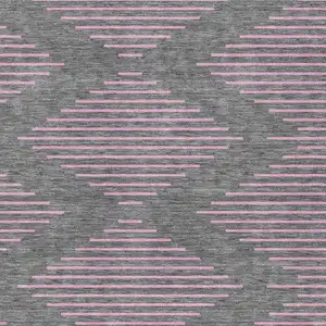 Photo of Gray And Pink Geometric Washable Indoor Outdoor Area Rug