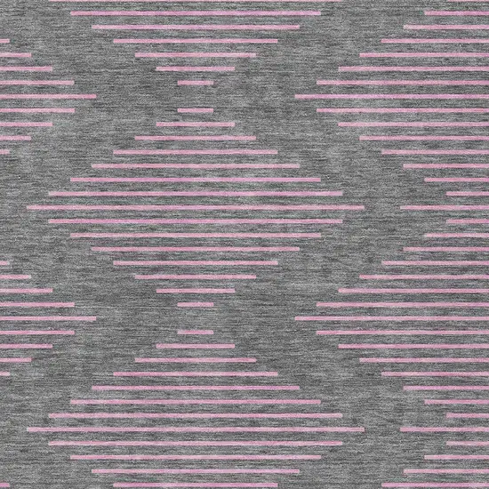 Gray And Pink Geometric Washable Indoor Outdoor Area Rug Photo 6