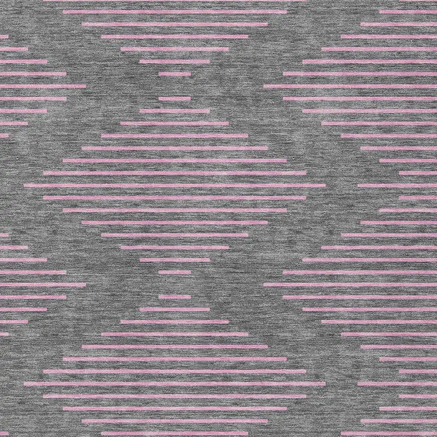 Gray And Pink Geometric Washable Indoor Outdoor Area Rug Photo 6