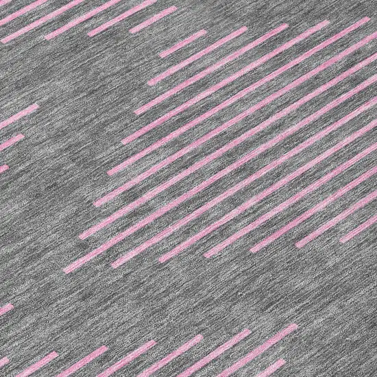 Gray And Pink Geometric Washable Indoor Outdoor Area Rug Photo 5