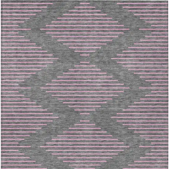 Gray And Pink Geometric Washable Indoor Outdoor Area Rug Photo 7