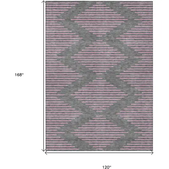 Gray And Pink Geometric Washable Indoor Outdoor Area Rug Photo 3