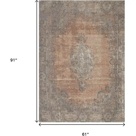 Gray And Pink Medallion Area Rug Photo 3